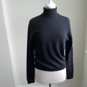 EUC Lands' End 100% Cashmere Black Turtleneck Sz Medium